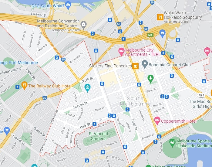 South Melbourne Map Area